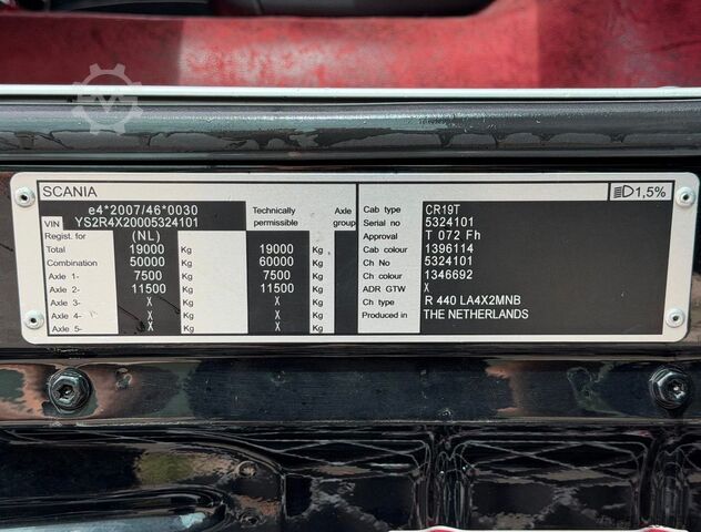 Gefahrgut LKW SCANIA R440 TOPLINE EURO 6 FULL ADR (ALL CLASSES) RETAR