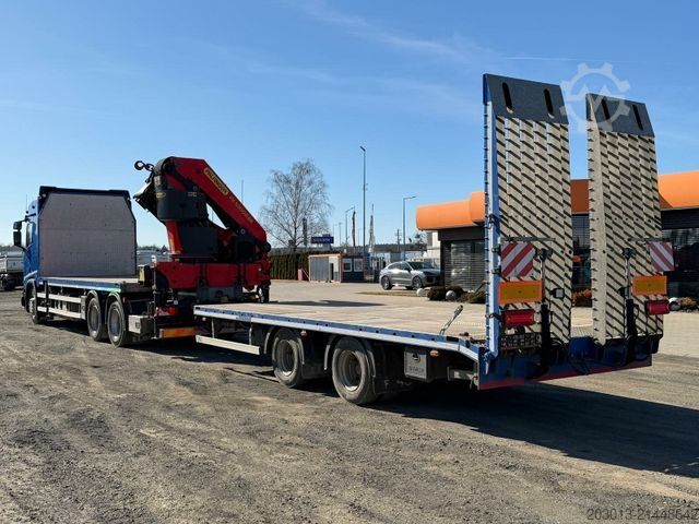 Flatbed truck SCANIA R500 6x4 Pritsche mit Kran Palfinger PK53002 SH