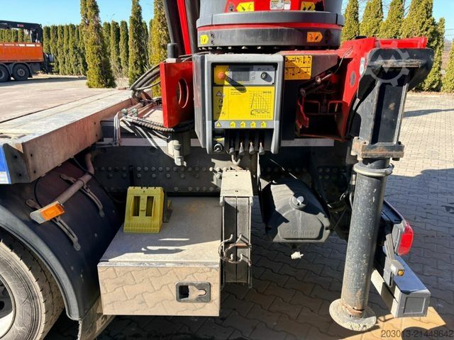 Flatbed truck SCANIA R500 6x4 Pritsche mit Kran Palfinger PK53002 SH