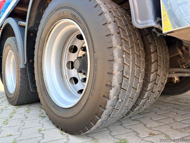 Flatbed truck SCANIA R500 6x4 Pritsche mit Kran Palfinger PK53002 SH