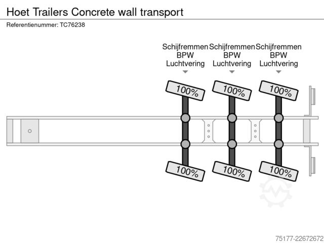 Semi low-loader Hoet Trailers Concrete wall transport