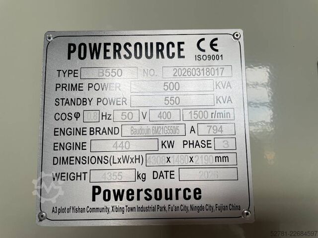 Generator set Baudouin 6M21G550/5 - 550 kVA Generator - DPX-19878