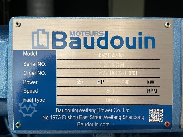 Generator set Baudouin 6M21G550/5 - 550 kVA Generator - DPX-19878