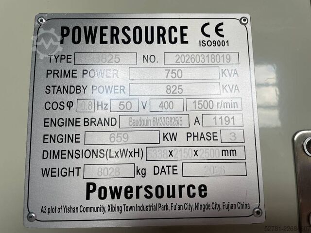 Generator set Baudouin 6M21G825/5 - 825 kVA Generator - DPX-19881