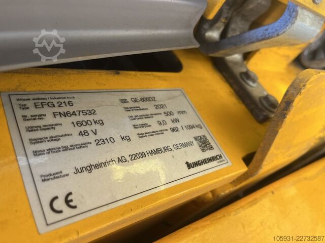 Electric 3-wheel forklift Jungheinrich EFG216
