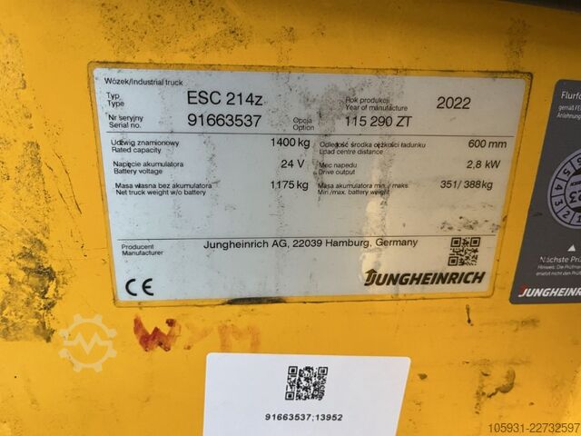 Stacker sit on Jungheinrich ESC214z