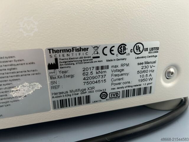 Zentrifuge Gekühlt Centrifuge Thermo Fisher Scientific Heraeus Multifuge X3R TX 750