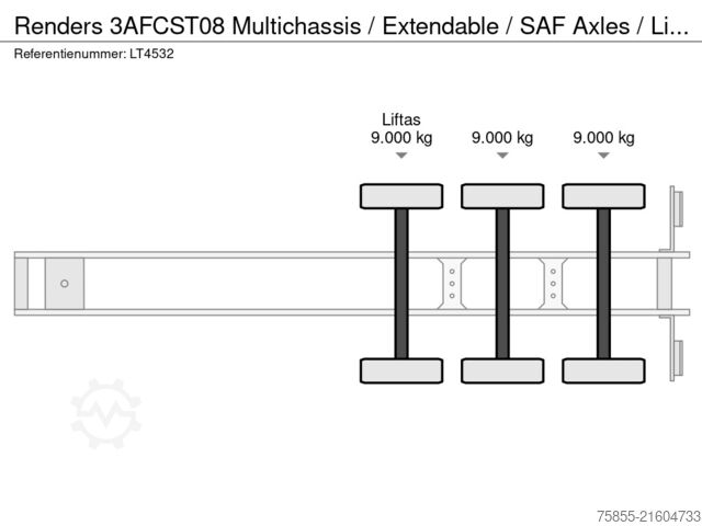 Containertransport Renders 3AFCST08 Multichassis / Extendable / SAF Axles ...