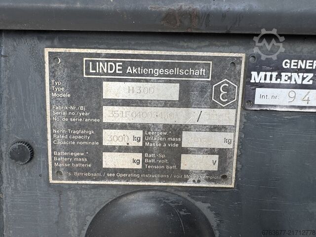 Linde H30D Duplo 375 mit Seitenschieber / Gabelversteller, Deutz Diesel, Baujahr 1995 LINDE H30D Duplo 375 Sideshift / Vorkversteller Deutz Diesel 1995