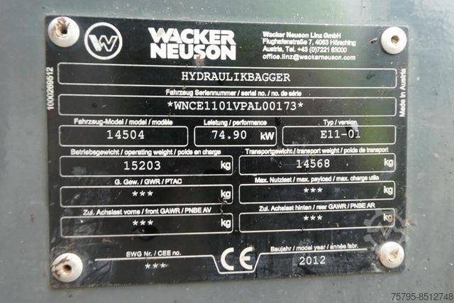 Minibagger WACKER SE 14.504 -Z+Power-tilt