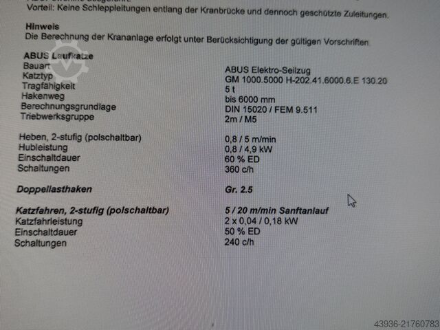 Overhead Crane ABUS - ELK 5t ABUS ELK