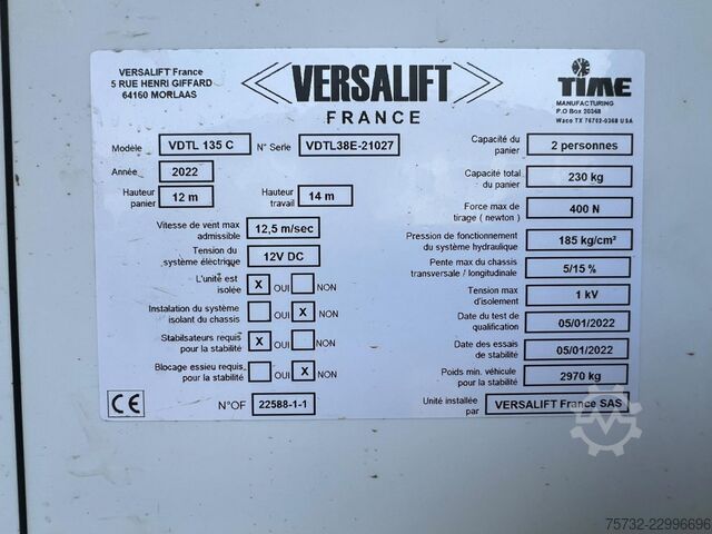 Lkw-Arbeitsbühne Renault Master  Versalift VDTL 14m 2 Per.Korb Nur 41h