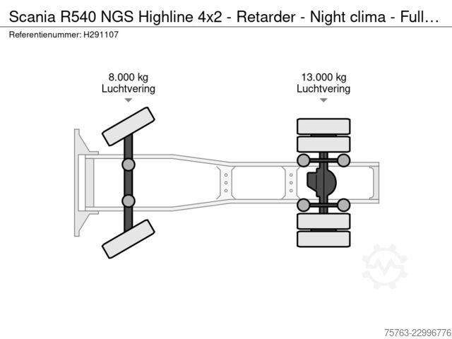 Scania R540 NGS Highline 4x2 – Retarder – Night air conditioning – Full air suspension – Alloy wheel Scania R540 NGS Highline 4x2 - Retarder - Night clima ...