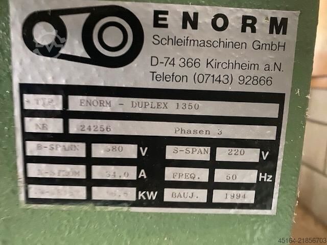 Wide belt sanding machine / Constant speed machine Kündig Enorm Duplex 1350