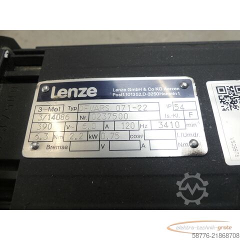Control unit Lenze DFVARS 071-22 Servomotor SN: 0237500 mit A2S 107-AA01-31 Lüfter