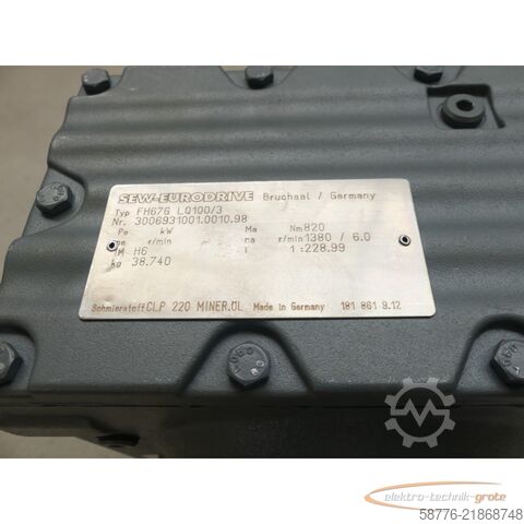 Control unit SEW FH67G LQ100/3 Getriebe SN: 3006931001.0010.98