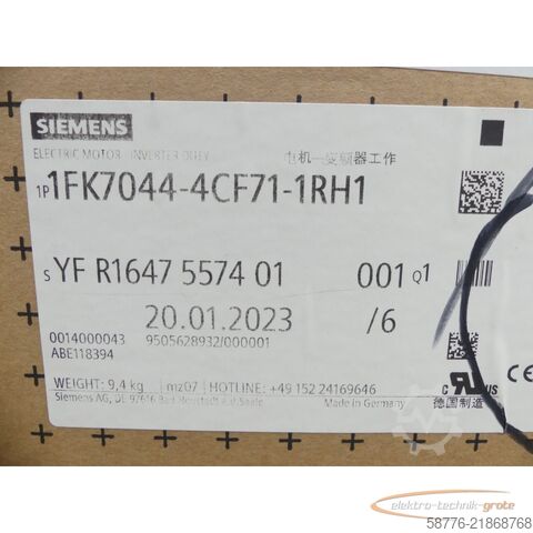 Control unit Siemens 1FK7044-4CF71-1RH1 Motor SNYFR1647557401001 --