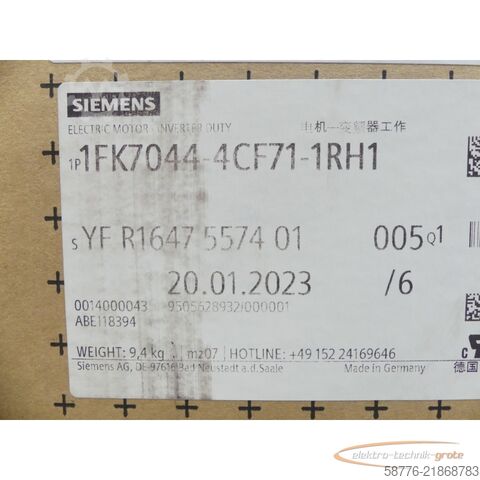 Control unit Siemens 1FK7044-4CF71-1RH1 Motor SNYFR1647557401005 --
