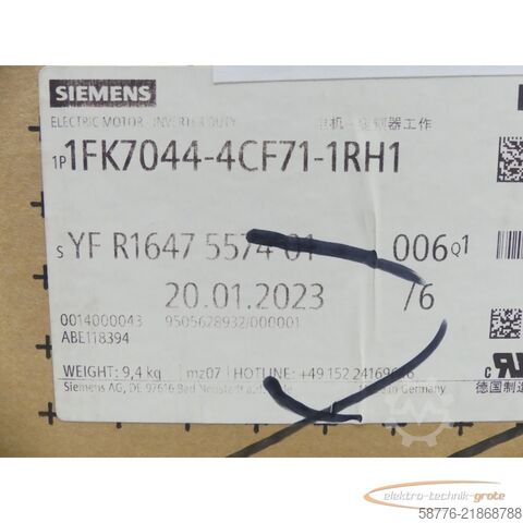 Control unit Siemens 1FK7044-4CF71-1RH1 Motor SNYFR1647557401006 --
