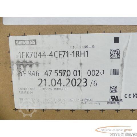 Control unit Siemens 1FK7044-4CF71-1RH1 Motor SNYFR4647557001002 --