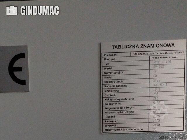 Abkantpresse Baykal APHS 21060