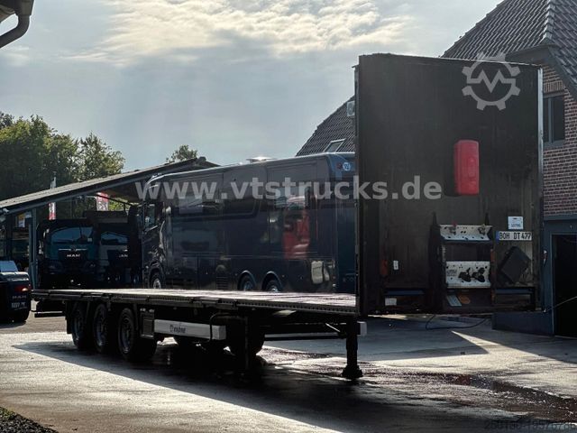 Open semitrailer KRONE SD Mega Plateu Strohauflieger Jumbo BPW Scheibe