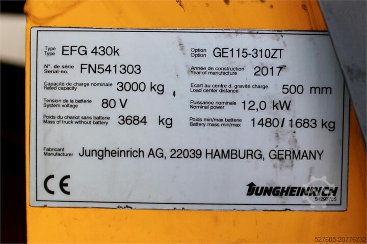 Gabelstapler Jungheinrich EFG 430k 310 ZT