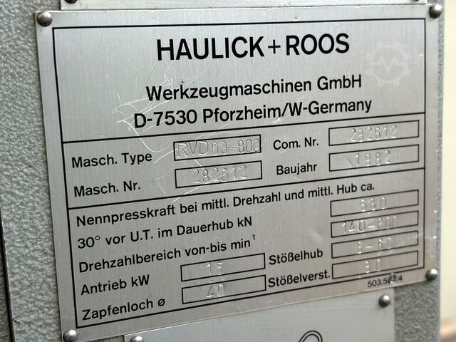 Automatic punching machine Haulick + Roos RVD 63-800 HS/CNC