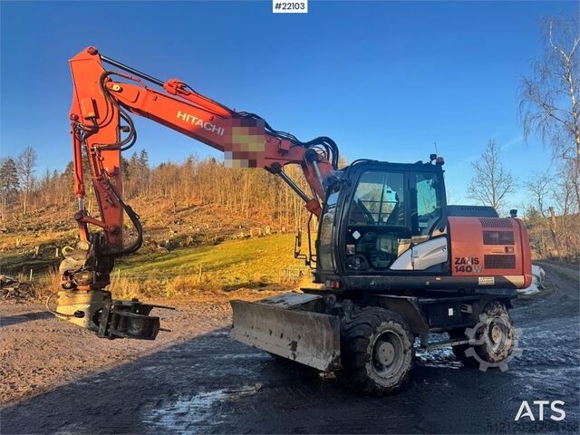 Wheel excavator Hitachi ZX140W-5B wheeled excavator with rototilt, 3 bucke