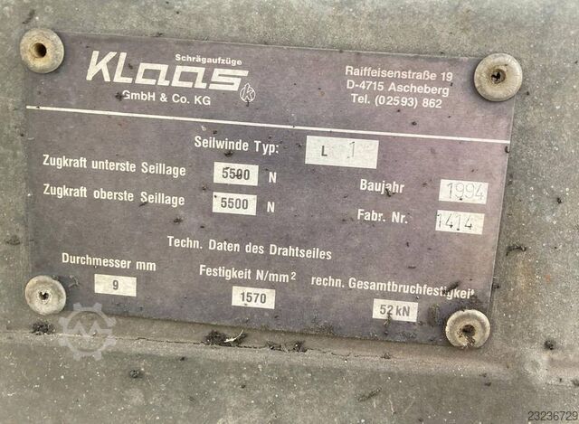 Klaas HV 26/6 KA inclined lift – furniture and construction hoist, 26 m lifting height, 200 kg load   HV 26/6 KA