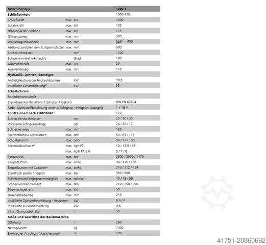 Vertikale Spritzgießmaschine Arburg Allrounder 1200 T 1000-170