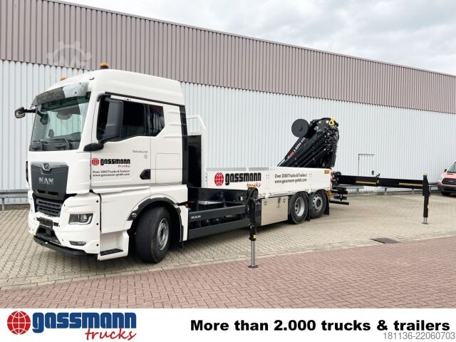 Flatbed truck MAN TGX 26.510 6x2-4 LL, Hiab X-HiPro 548 E-8 Kran ,