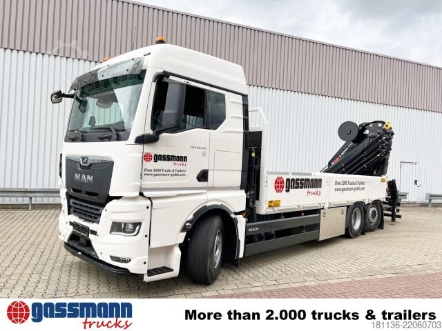 Flatbed truck MAN TGX 26.510 6x2-4 LL, Hiab X-HiPro 548 E-8 Kran ,