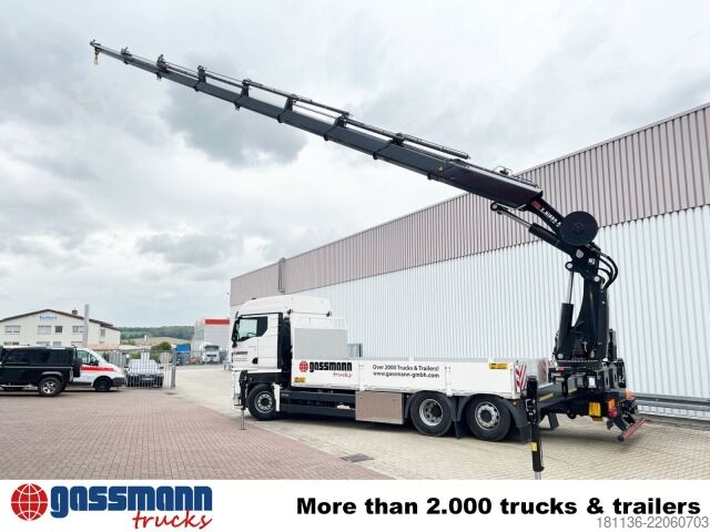 Flatbed truck MAN TGX 26.510 6x2-4 LL, Hiab X-HiPro 548 E-8 Kran ,