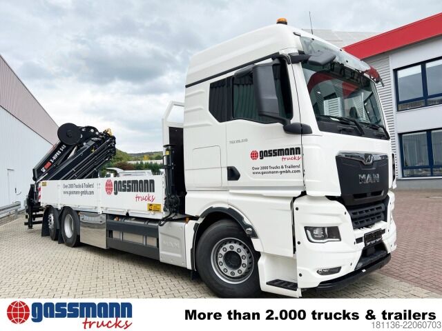 Flatbed truck MAN TGX 26.510 6x2-4 LL, Hiab X-HiPro 548 E-8 Kran ,