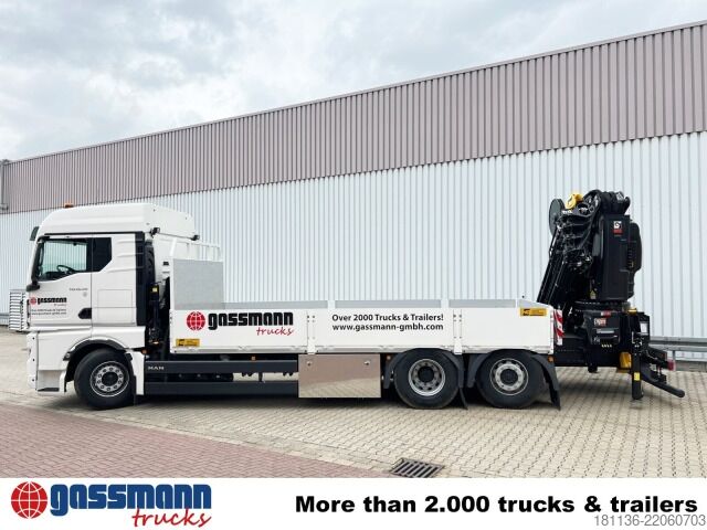 Flatbed truck MAN TGX 26.510 6x2-4 LL, Hiab X-HiPro 548 E-8 Kran ,