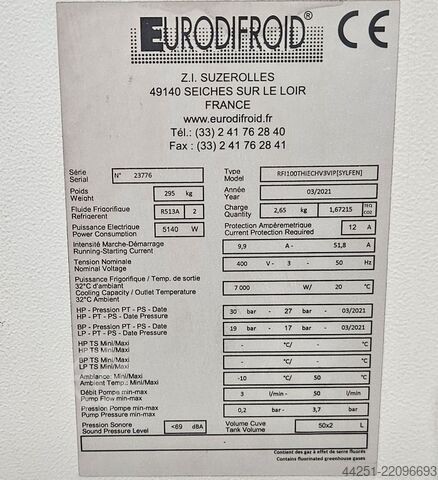Active water cooler 7 kW recooling unit Eurodifroid (Frankreich) RFI100THIECHV3VIP [SYLFEN]