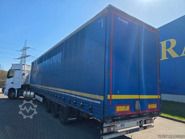 Auflieger mit Pritsche & Plane KRONE Mega Gardine mit Hubdach,Pal-Anschlag li+re