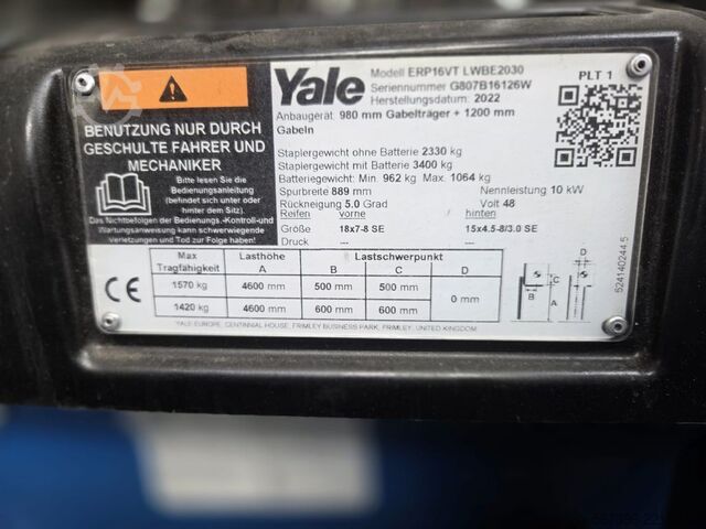 Elektro 4 Rad-Stapler Yale ERP16VT LWB