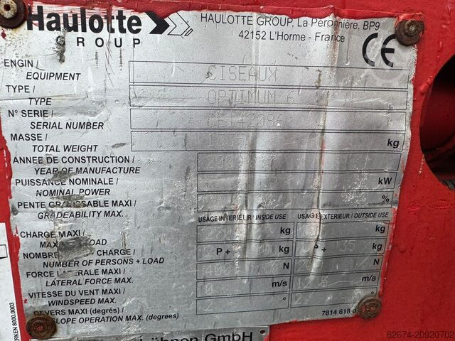 Scissor lift Haulotte Optimum 6