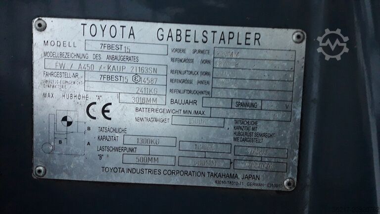 Forklift ID No.: 14587 Toyota 7FBEST 15