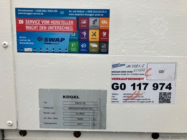 Swap body trailer KÖGEL Wechselbrücke Plane