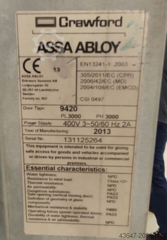 Fast doors,sectional door assa abloy 9420