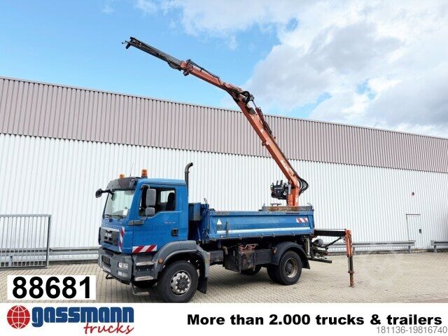 Tipper truck MAN TGM 18.290 4X4 BB, EEV, Heckkran Atlas AK 115.2V,