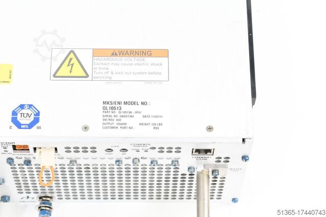 RF Generator, Rev:00D MKS Instruments. Inc. QL10513A-0F01, SurePower