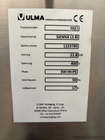 Bag forming, filling and sealing machine ULMA Sienna LS BI