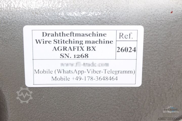 Drahtheftmaschine / Wire Stitching Machine AGRAFIX BX