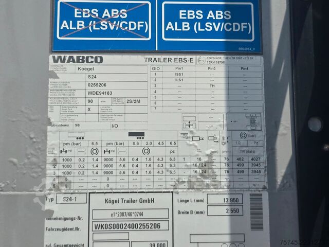 Beverage semitrailer KÖGEL SN 24 **GETRÄNKE*SAF*LIFT*SCHNELLADESYSTEM*
