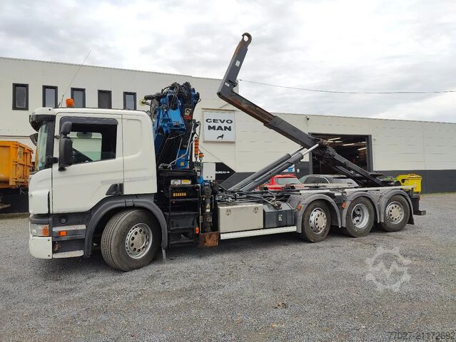 Hakenarmsystem Scania P360 8x2 Tridem container Crane HIAB 244