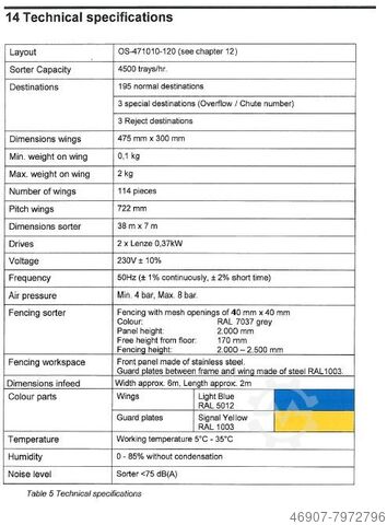 Sorter OPTIMUS WS 45200 OPTIMUS WS 45200
